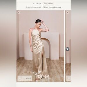 Revelry Champagne Satin Bridesmaid or Formal Dress